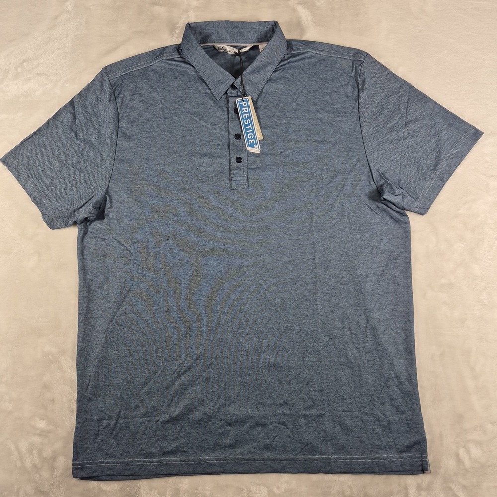 Travis Mathew Crenshaw Polo Shirt Men's 2XL Blue Golf Stretch Performance NWT